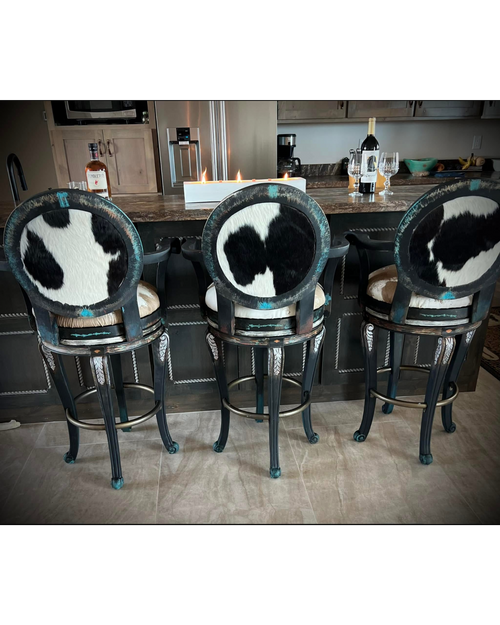 *SET of 3* Cowhide Barstools