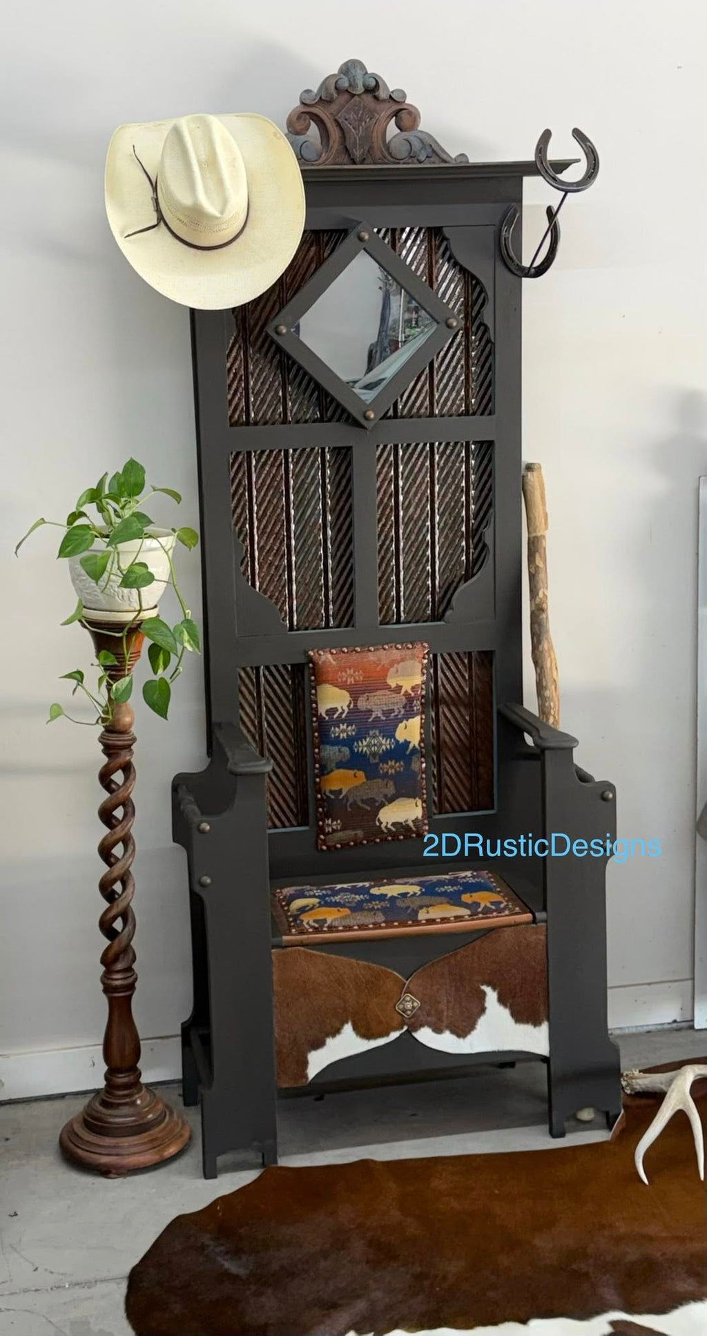 Buffalo Hall Tree with Bench, Hat racks, and Storage