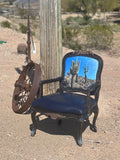 Arizona Blue Sky Saguaro Cactus Armchair with genuine leather seat