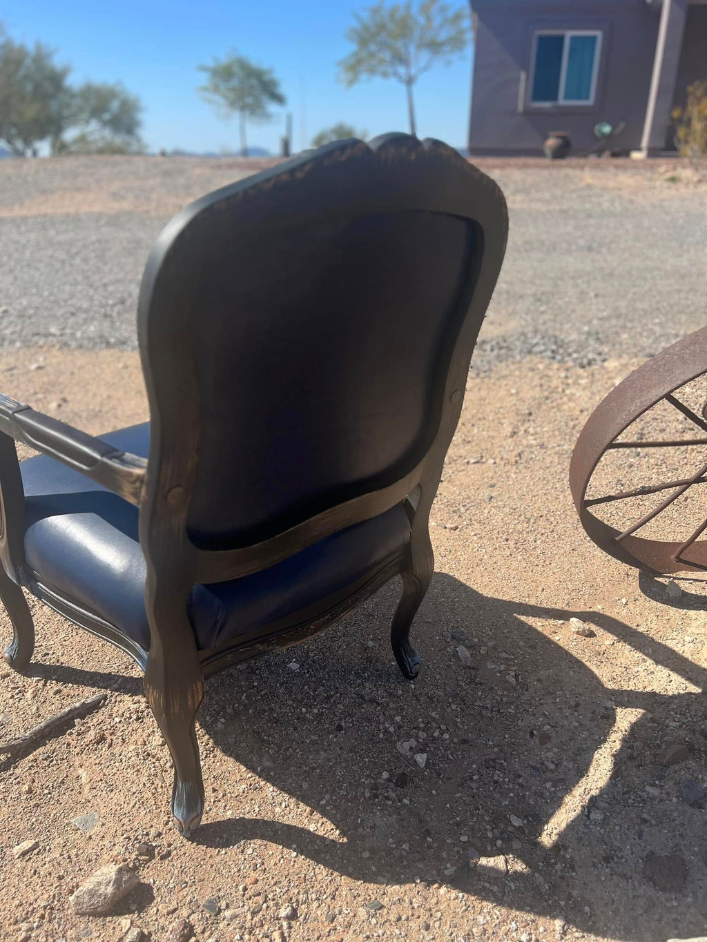 Arizona Blue Sky Saguaro Cactus Armchair with genuine leather seat