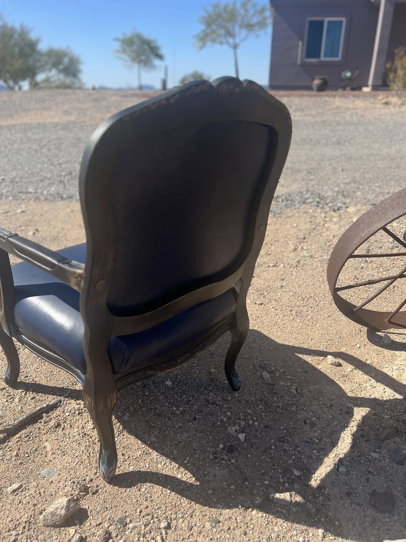 Arizona Blue Sky Saguaro Cactus Armchair with genuine leather seat