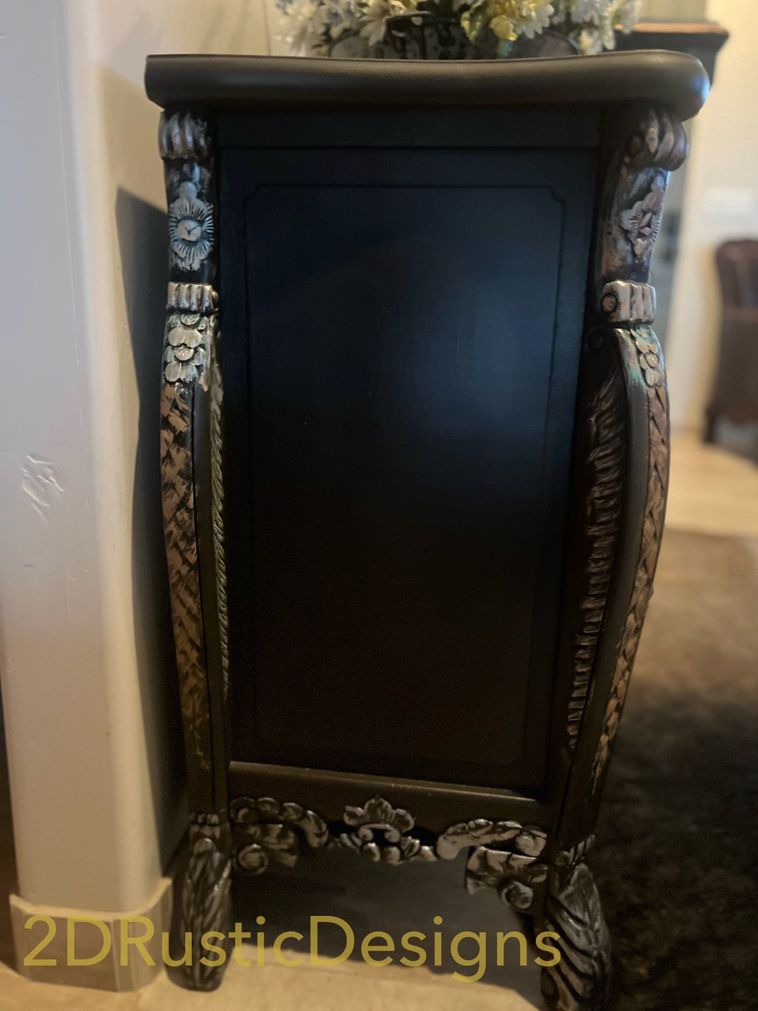 Cowhide Embellished Rustic Wooden Cabinet