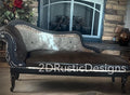 Elegant Vintage Leather and Cowhide Chaise Lounge