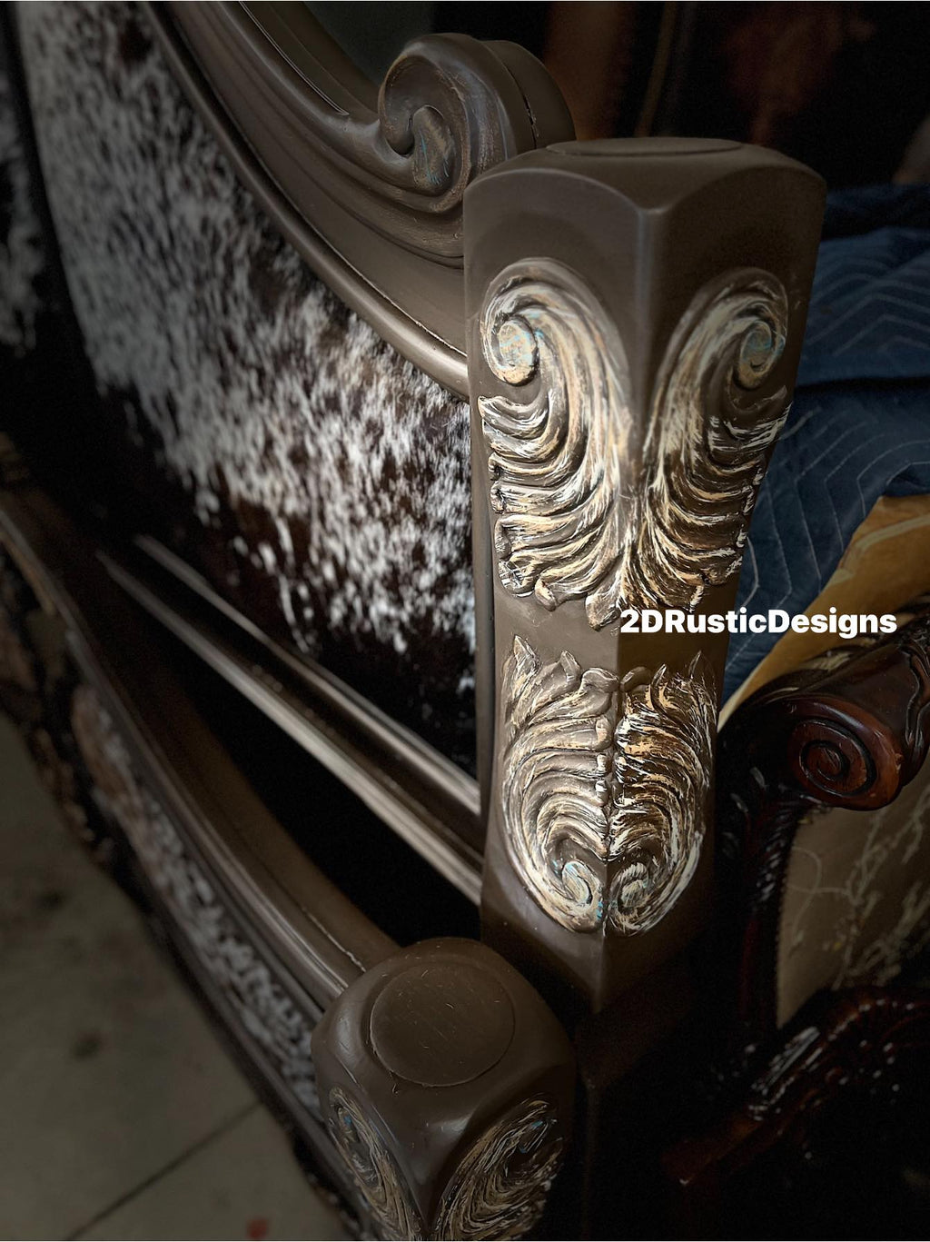 Large Western Longhorn Cowhide Bed California King bed