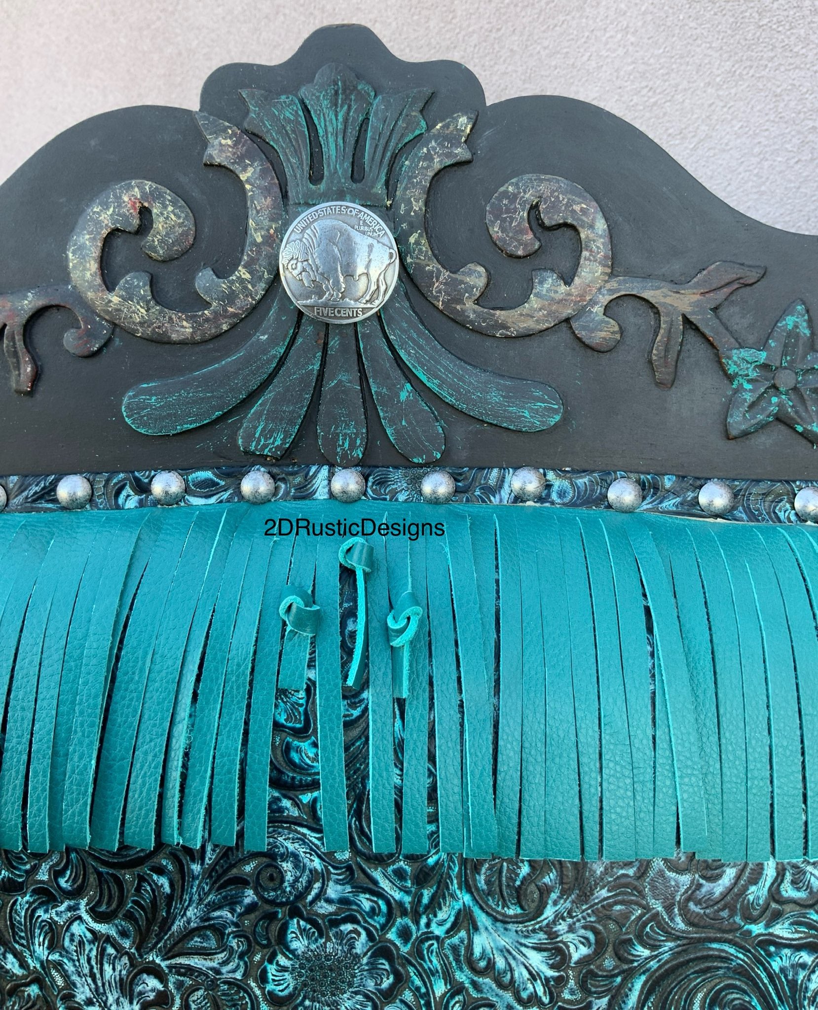 Blue Fringe Entry Bench