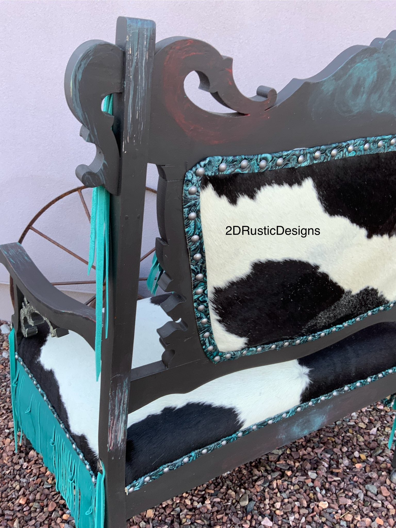 Blue Fringe Entry Bench