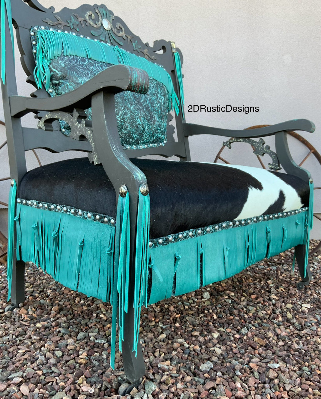 Blue Fringe Entry Bench