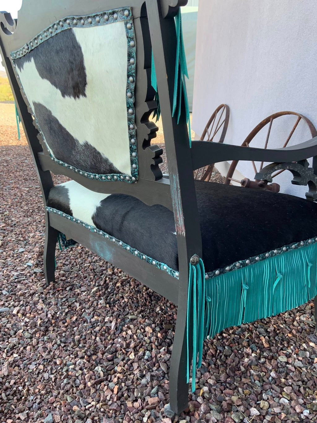 Blue Fringe Entry Bench