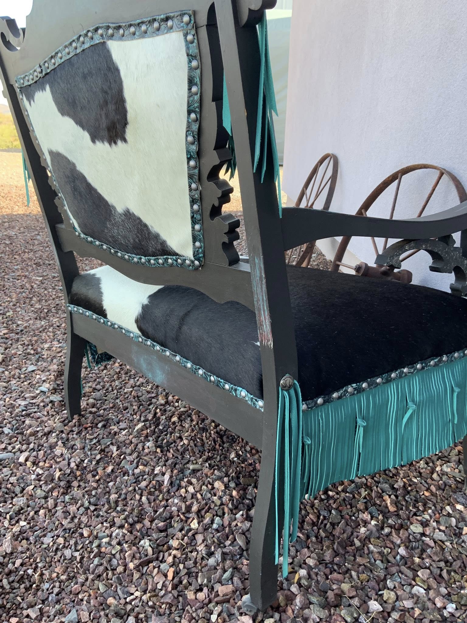 Blue Fringe Entry Bench