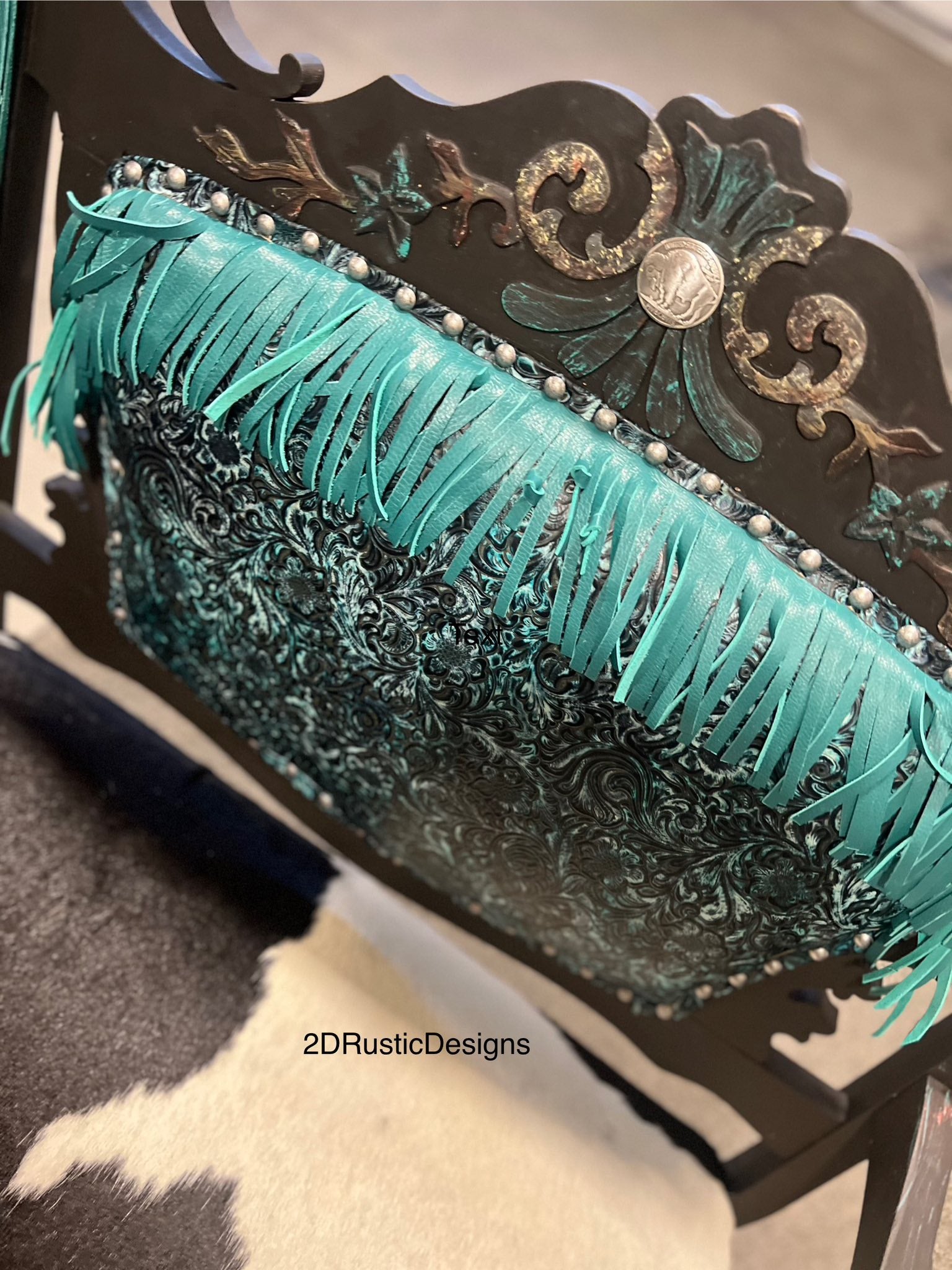 Blue Fringe Entry Bench