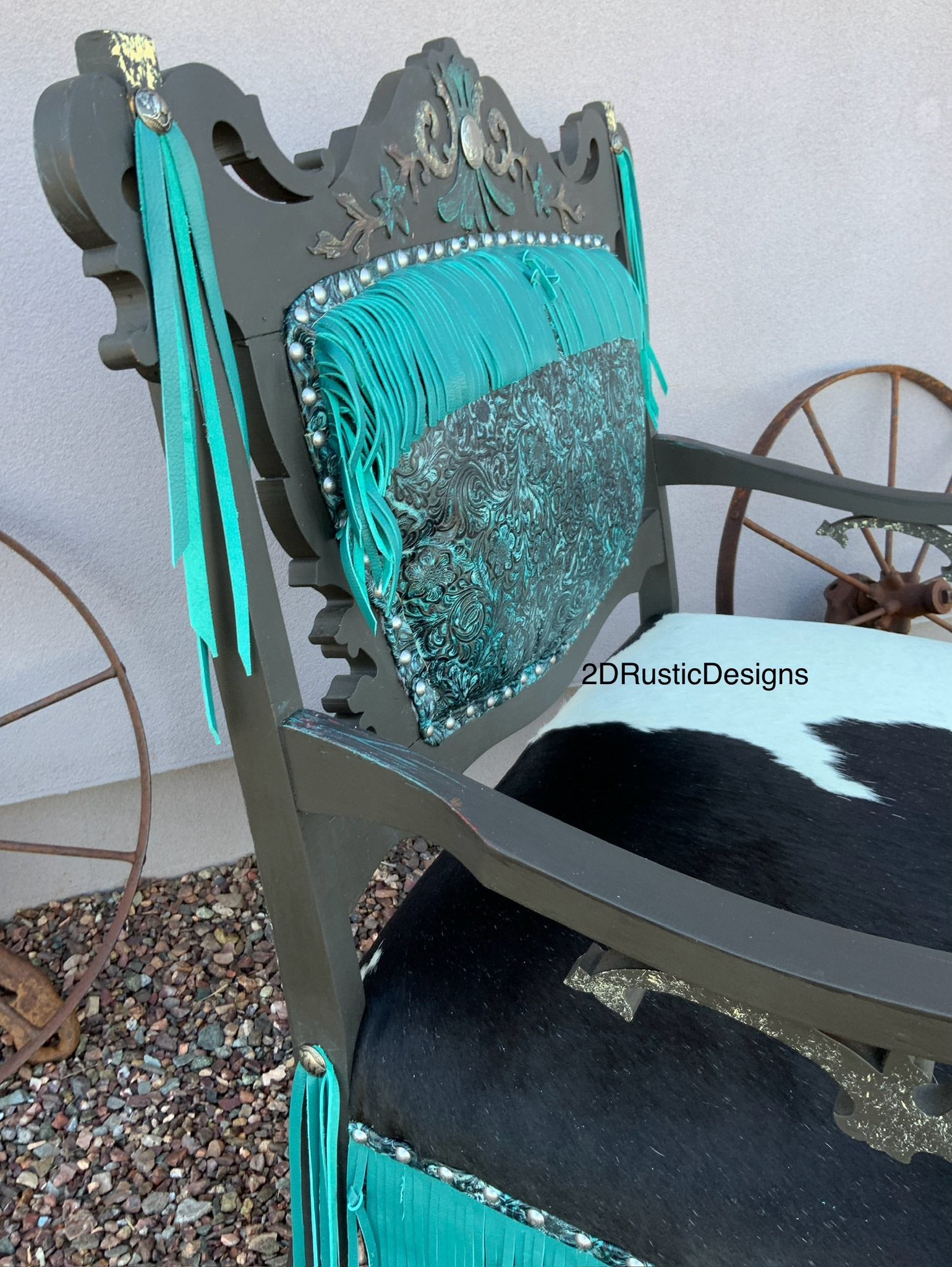 Blue Fringe Entry Bench