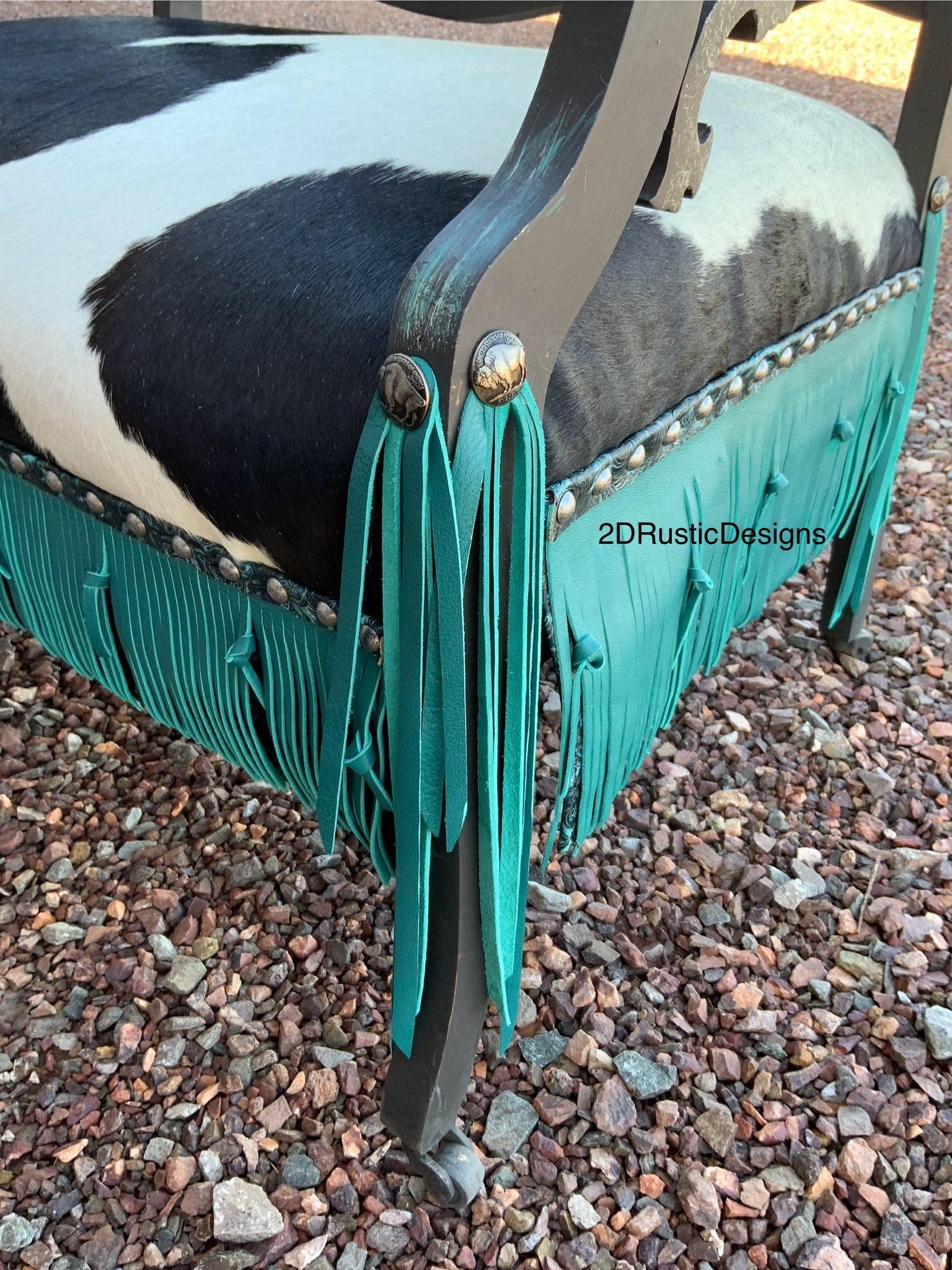 Blue Fringe Entry Bench