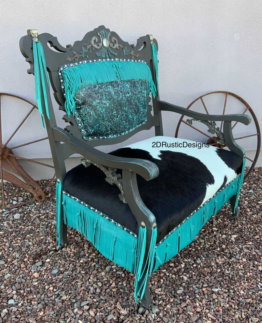 Blue Fringe Entry Bench