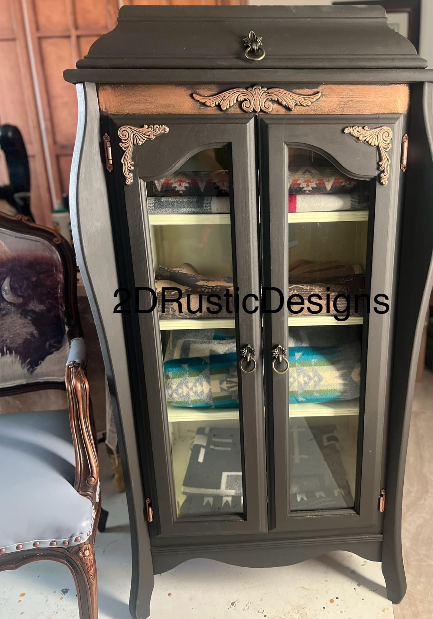 Rustic Vintage Radio Cabinet with Shelves for blankets