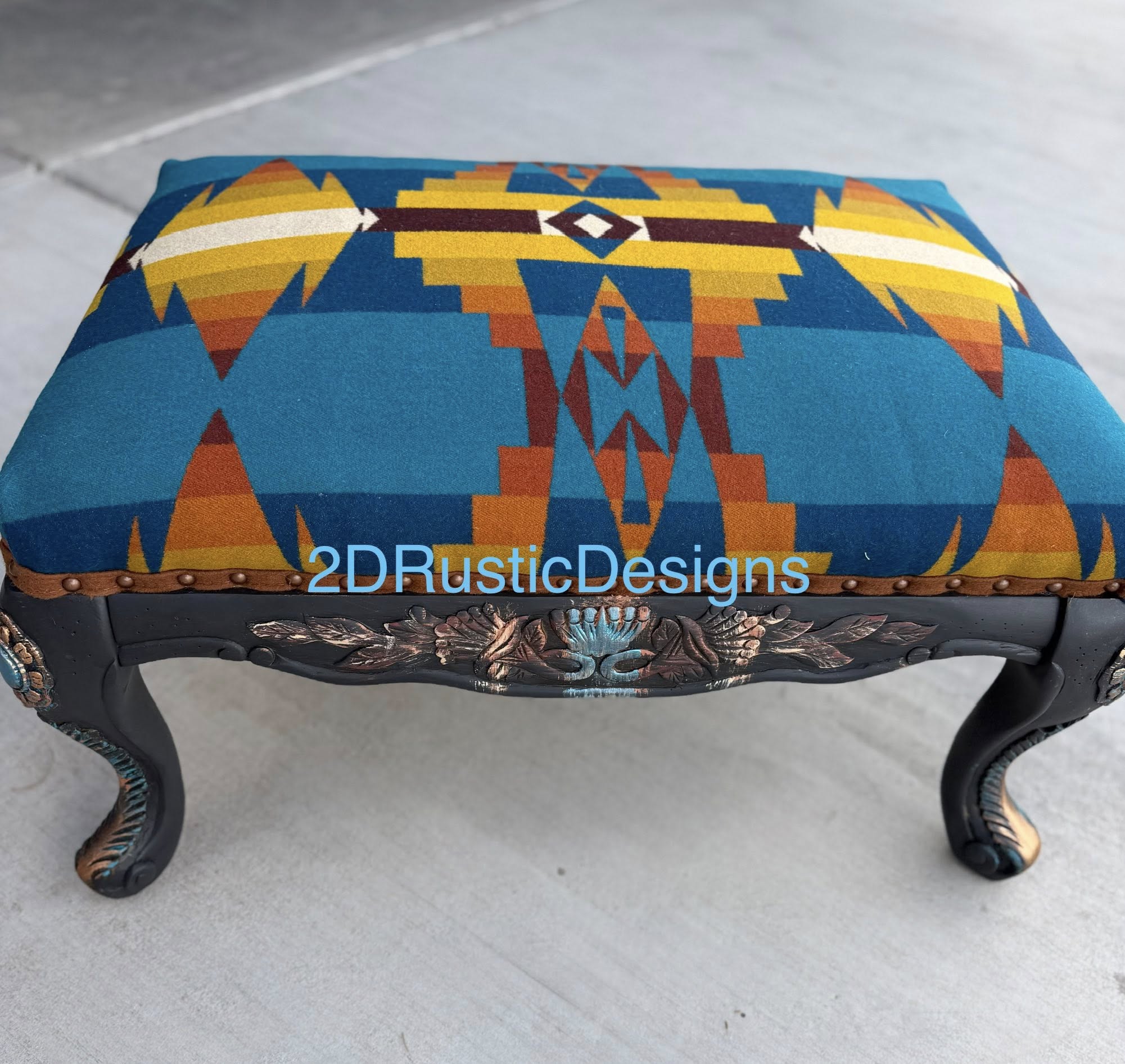 Rustic Western Custom Footstool Ottoman