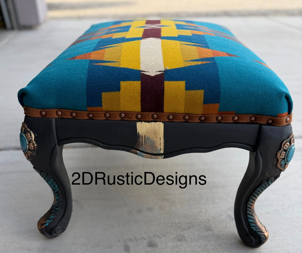 Rustic Western Custom Footstool Ottoman