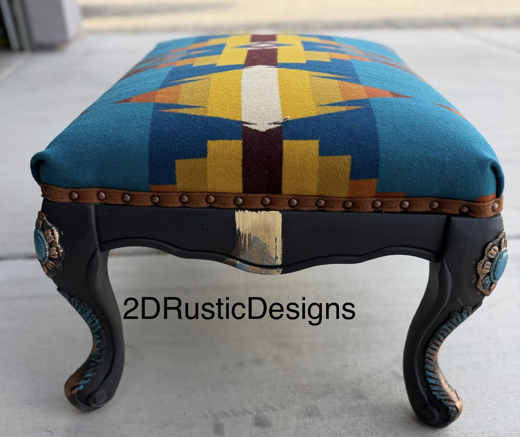 Rustic Western Custom Footstool Ottoman