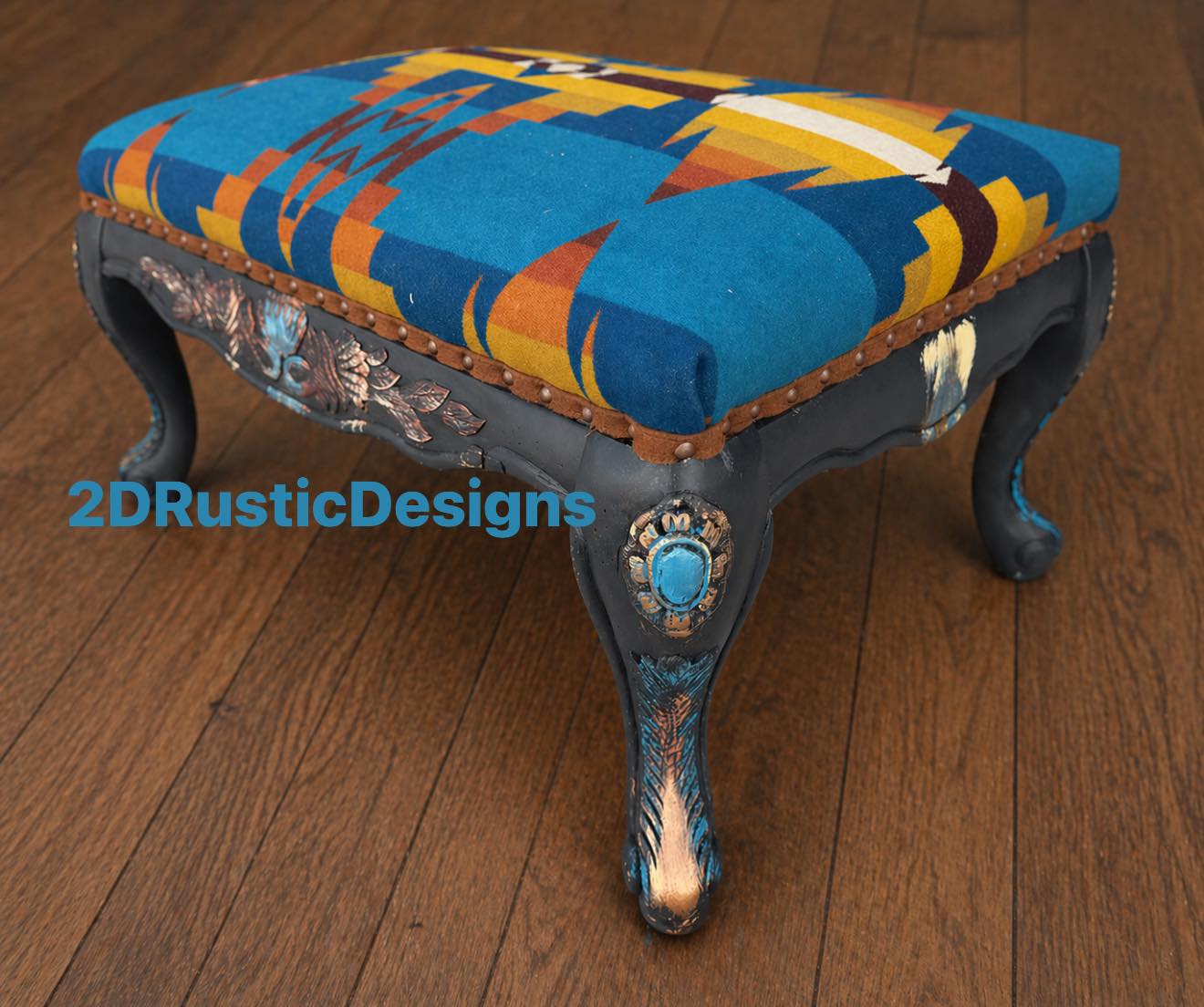 Rustic Western Custom Footstool Ottoman