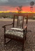 Barley Twist Leather and Wool Vintage Rocking Chair