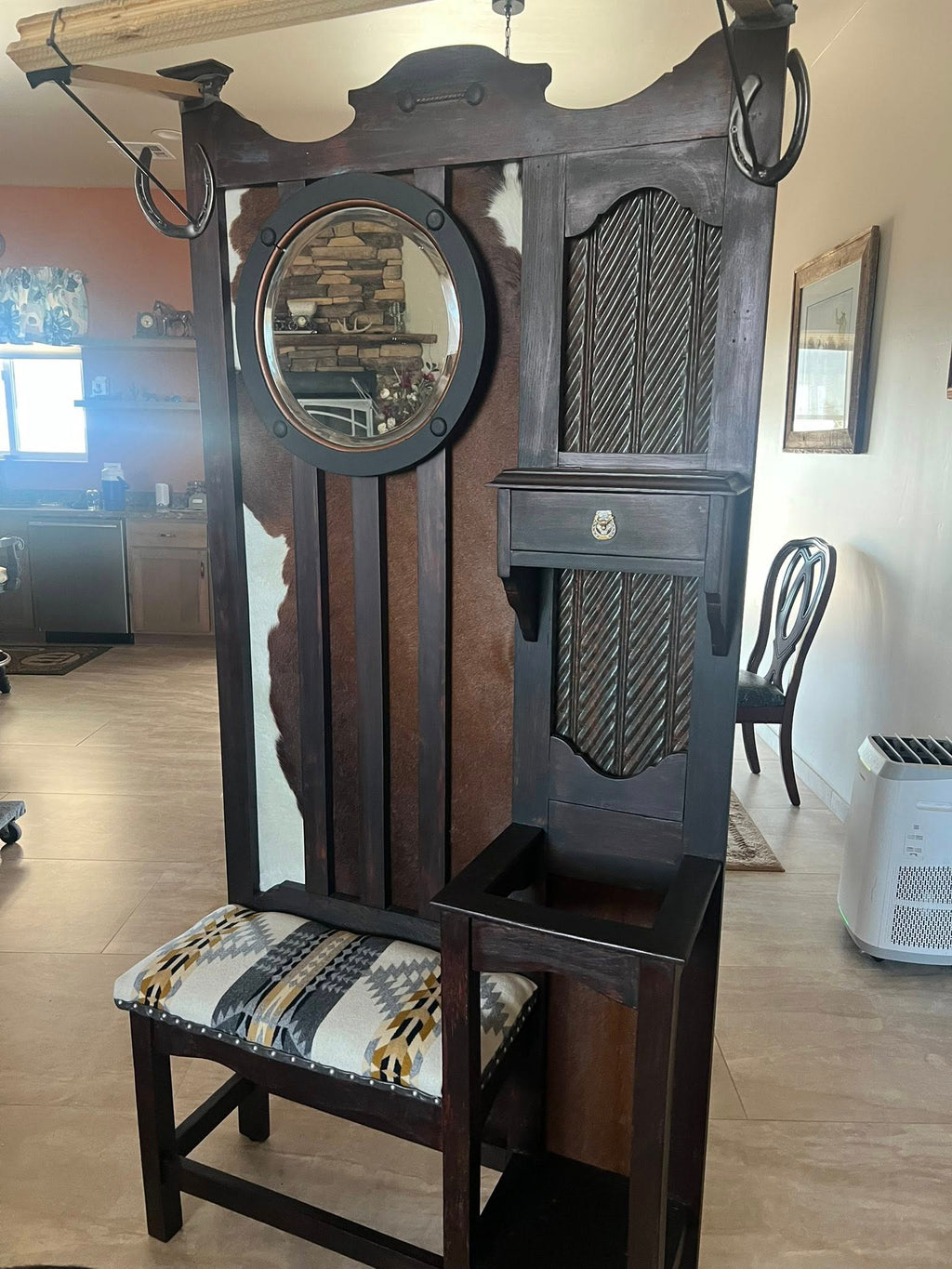 Western Hall Tree with Hereford and Rusted Metal