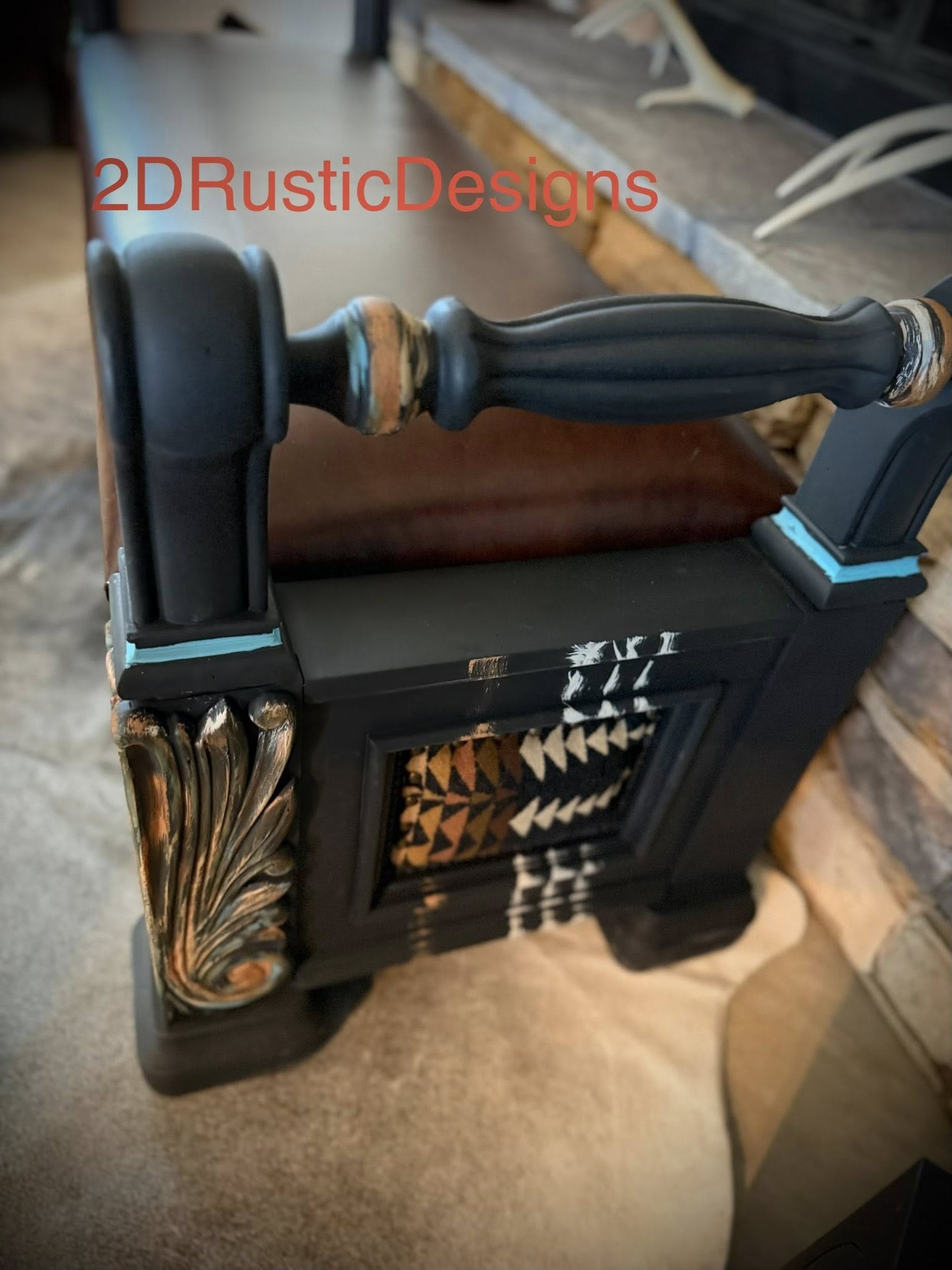 Wooden Rolled Arm Storage Bench Leather Seat