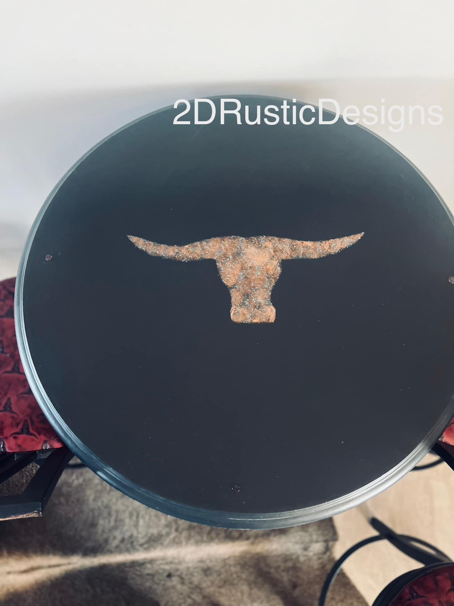 Red Longhorn Leather Pub table Western Bistro Table Set