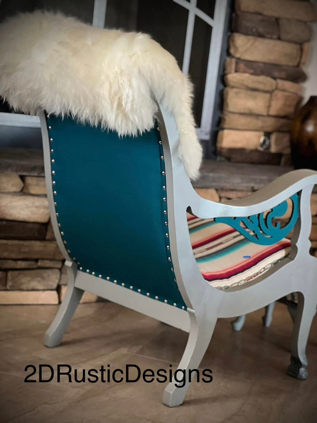 Serape Wooley Lounge Chair with Stool
