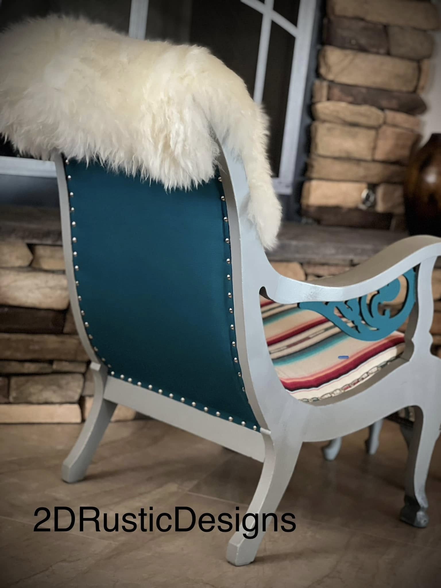 Serape Wooley Lounge Chair with Stool