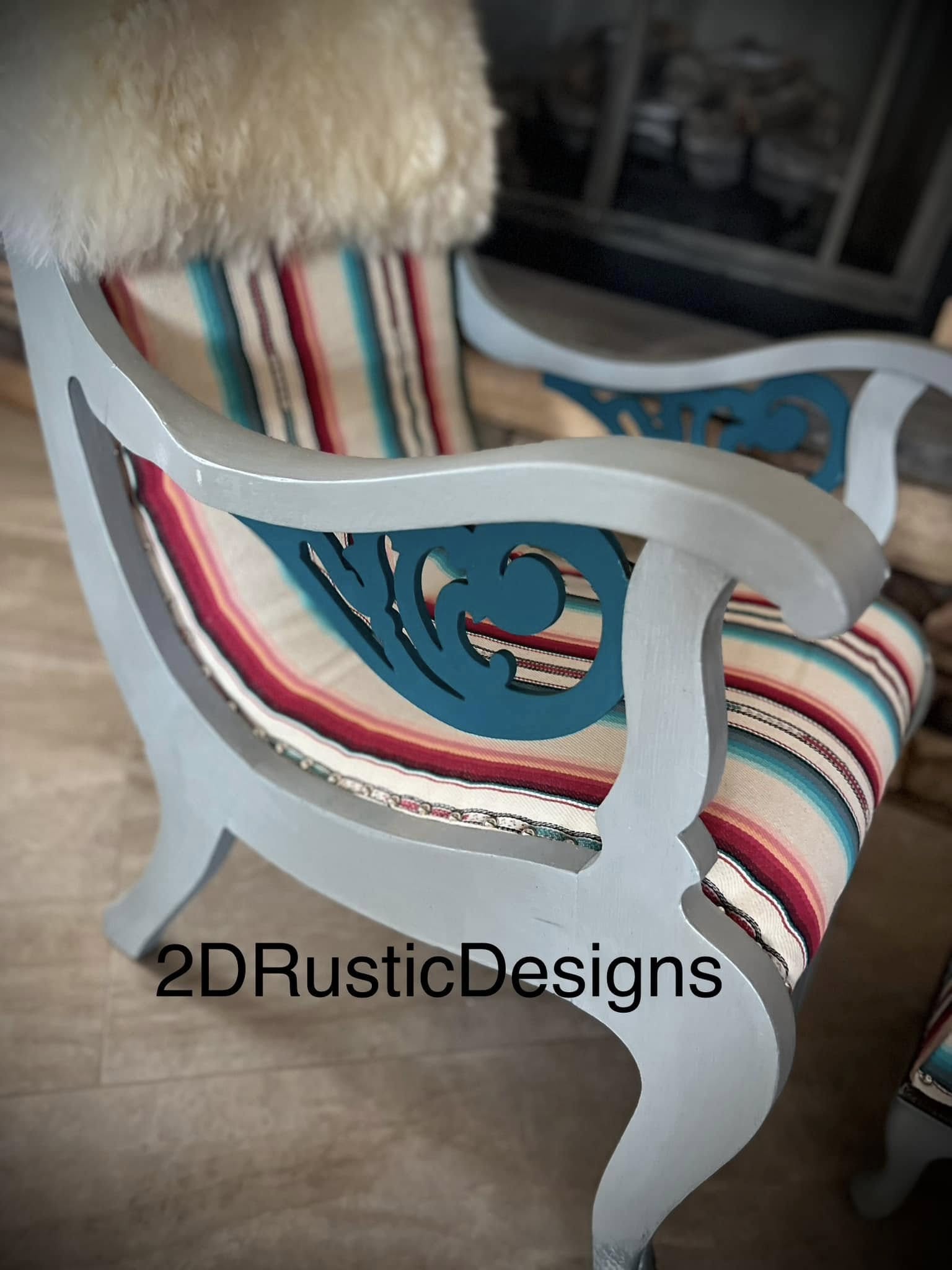 Serape Wooley Lounge Chair with Stool