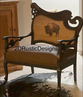 Vintage Chair, New Leather Buffalo Bench, Cowhide