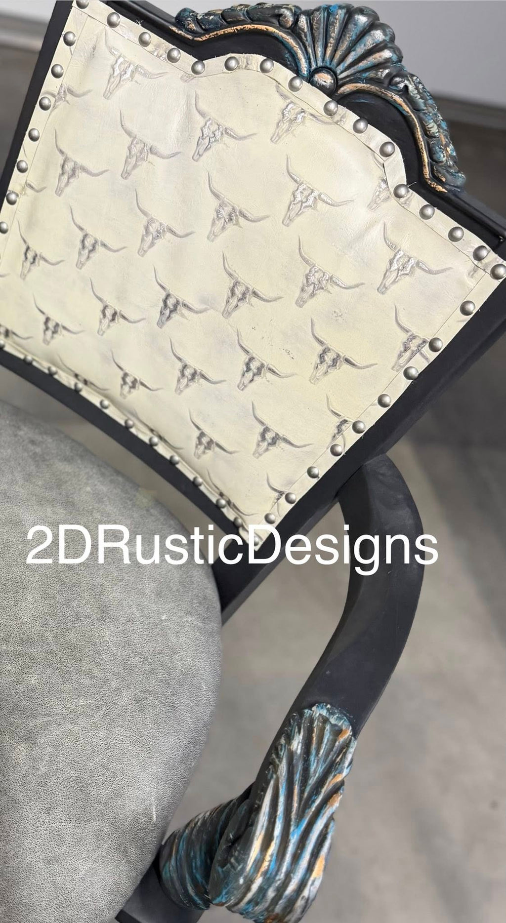 White Longhorn Leather and Brindle Cowhide Barstools