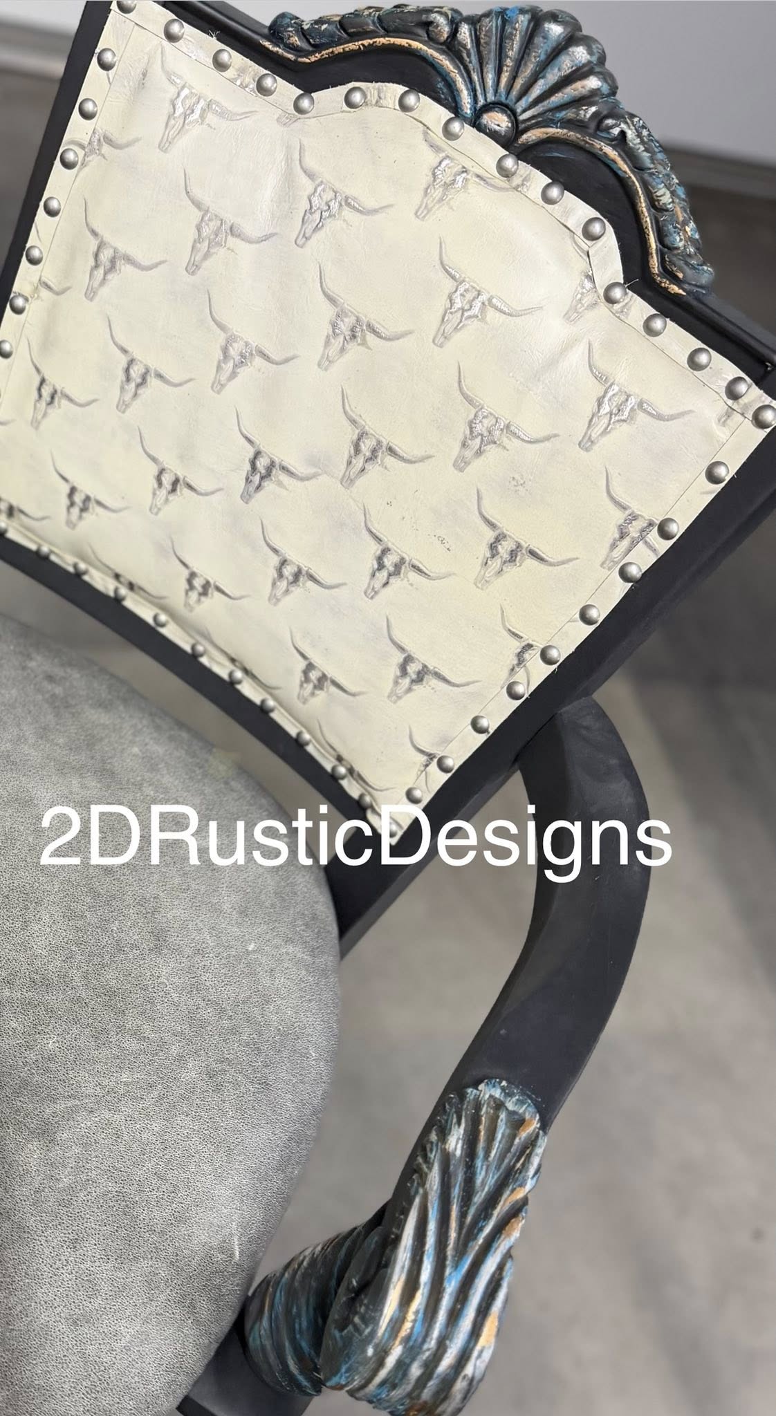 White Longhorn Leather and Brindle Cowhide Barstools