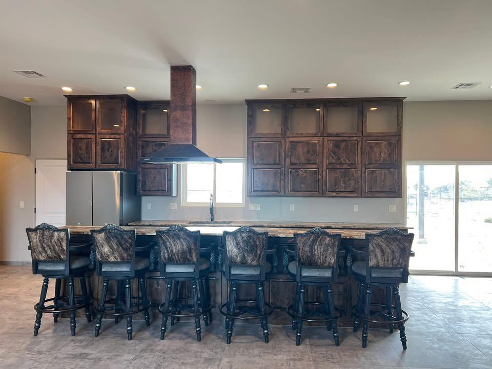 White Longhorn Leather and Brindle Cowhide Barstools