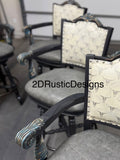White Longhorn Leather and Brindle Cowhide Barstools