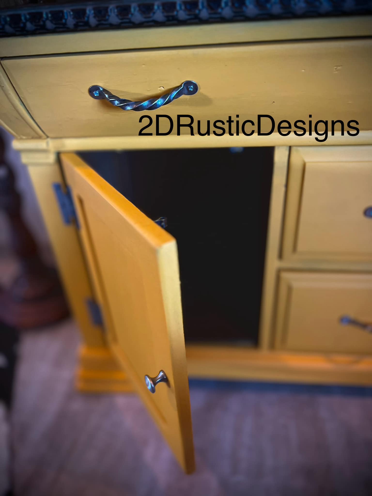 Yellow Sun Rise Small Vintage Wood Roll top Desk and Chair